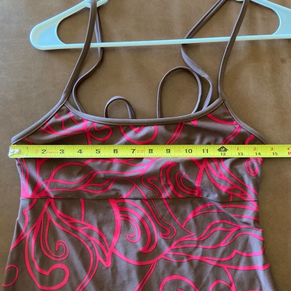 Athleta Sport Dress, size S. Chocolate brown with magenta floral swirl pattern. - Picture 8 of 9